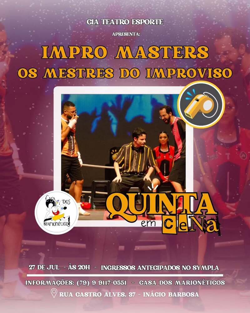ingresso do espetáculo impro masters, teatro esporte